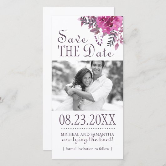 Boho Botanical Bewaar de datum fotokaarten Save The Date (Voorkant / Achterkant)
