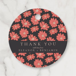 Boho Botanical Black Red Custom Weddenschap Bedank Bedankjes Labels