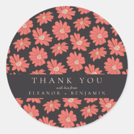 Boho Botanical Black Red Custom Weddenschap Bedank Ronde Sticker