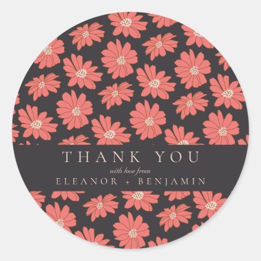 Boho Botanical Black Red Custom Weddenschap Bedank Ronde Sticker (Voorkant)