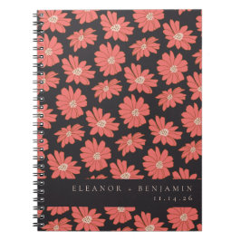 Boho Botanical Black Red Custom Wedding Notitieboek