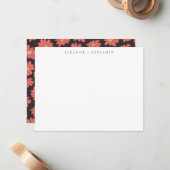 Boho Botanical Black Red Specialized Stationery Notitiekaartje (Voorkant / Achterkant in situ)