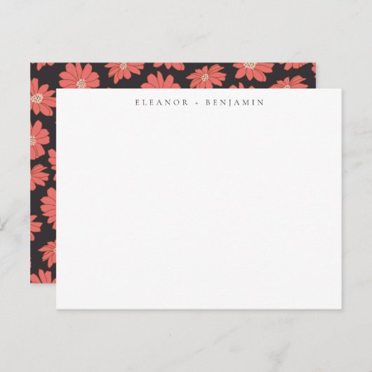 Boho Botanical Black Red Specialized Stationery Notitiekaartje (Voorkant / Achterkant)