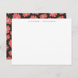 Boho Botanical Black Red Specialized Stationery Notitiekaartje
