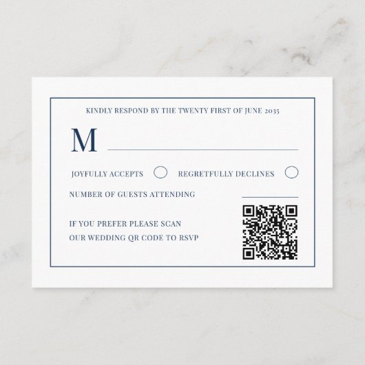 Boho Botanical Blue & White Wedding RSVP Informatiekaartje (Achterkant)