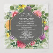 Boho Botanical Brick Wildflower Wedding Program Programmakaart (Voorkant)