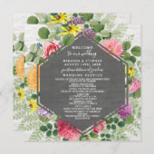 Boho Botanical Brick Wildflower Wedding Program Programmakaart (Voorkant / Achterkant)