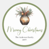 Boho Botanical Christmas Bouquet Modern Sticker (Voorkant)