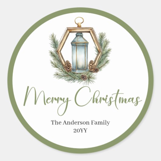 Boho Botanical Christmas Lantern Gift Sticker (Voorkant)