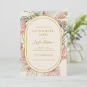 Boho Botanical Dusty Roos Bachelorette Party Kaart (Staand voorkant)