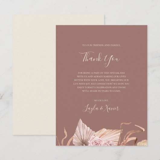 Boho Botanical Dusty Roos Dank je wel Briefkaart (Voorkant / Achterkant)