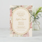 Boho Botanical | Dusty Roos Rehearsal Dinner Kaart (Staand voorkant)