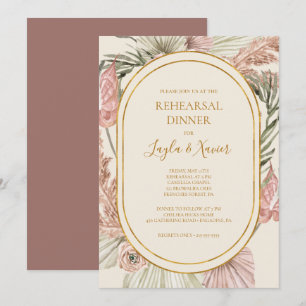 Boho Botanical   Dusty Roos Rehearsal Dinner Kaart