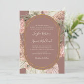 Boho Botanical | Dusty Roos Traditional Wedding Kaart (Staand voorkant)