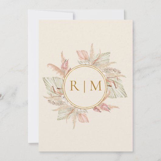 Boho Botanical | Dusty Roos Traditional Wedding Kaart (Achterkant)