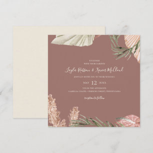 Boho Botanical Eenvoudig dusty Roos Square Wedde Kaart