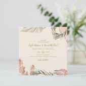 Boho Botanical | Eenvoudig Ivory Square Weddenscha Kaart (Staand voorkant)