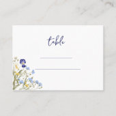 Boho Botanical Elegant blauw Wildflowers Wedding Plaatskaartje (Voorkant)