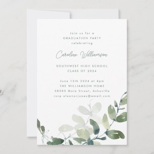 Boho Botanical Eucalyptus Rustic Graduation Party Kaart (Voorkant)
