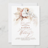 Boho Botanical Floral Modern Terracotta Wedding Kaart (Voorkant)