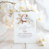 Boho Botanical Floral Terracotta Engagement Party Kaart