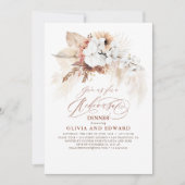 Boho Botanical Floral Terracotta Rehearsal Dinner Kaart (Voorkant)