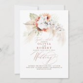 Boho Botanical Floral Terracotta Sage Wedding Kaart (Voorkant)