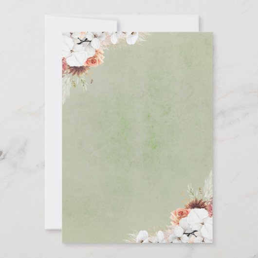 Boho Botanical Floral Terracotta Sage Wedding Kaart (Achterkant)