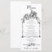 Boho Botanical Floral Vintage Wedding Menu (Voorkant / Achterkant)
