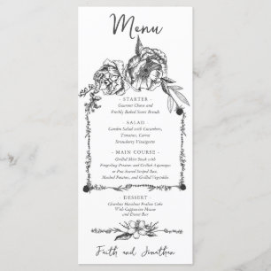 Boho Botanical Floral Vintage Wedding Menu