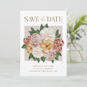 Boho Botanical Flower Bouquet Elegant Wedding Save The Date (Staand voorkant)