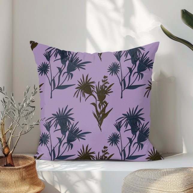 Boho Botanical Flower Pattern Lavender Kussen (Creator heeft geüpload)
