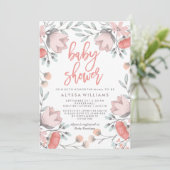 Boho Botanical Flowers Baby shower Kaart (Staand voorkant)