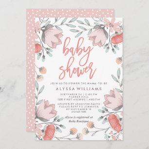 Boho Botanical Flowers Baby shower Kaart