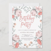 Boho Botanical Flowers Birthday Party Invitation Kaart (Voorkant)