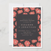 Boho Botanical Flowers Black Red Rehearsal Dinner Kaart (Voorkant)