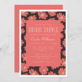 Boho Botanical Flowers Black Red Vrijgezellenfeest Kaart (Voorkant / Achterkant)