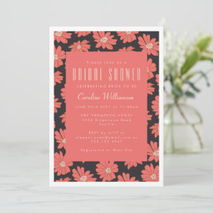 Boho Botanical Flowers Black Red Vrijgezellenfeest Kaart