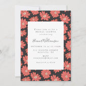 Boho Botanical Flowers Black Red Vrijgezellenfeest Kaart (Voorkant)