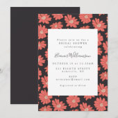 Boho Botanical Flowers Black Red Vrijgezellenfeest Kaart (Voorkant / Achterkant)