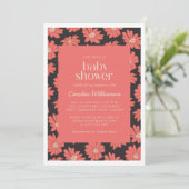Boho Botanical Flowers Navy Red Baby shower Kaart (Staand voorkant)