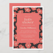 Boho Botanical Flowers Navy Red Baby shower Kaart (Voorkant / Achterkant)