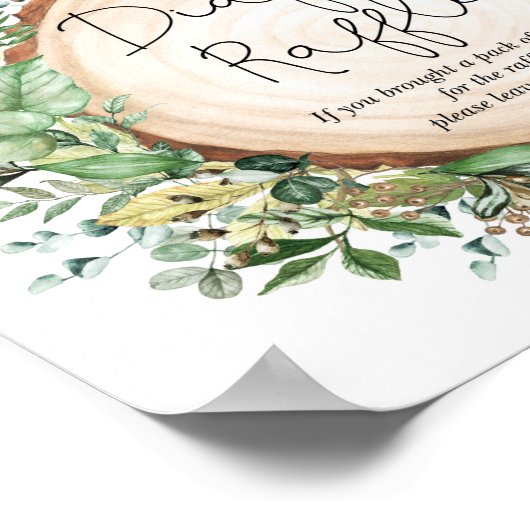 Boho Botanical Greenery Diaper Raffle Baby shower Poster (Hoek)