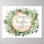 Boho Botanical Greenery Diaper Raffle Baby shower Poster (Voorkant)