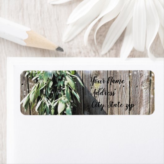 Boho botanical herb bladeren rustic Barn-wood Etiket (Insitu)