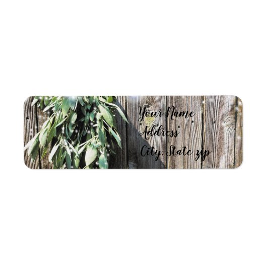 Boho botanical herb bladeren rustic Barn-wood Etiket (Voorkant)