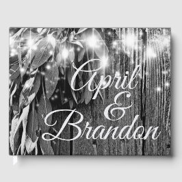 Boho botanical herb bladeren rustic Barn-wood Gastenboek