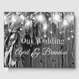 Boho botanical herb bladeren rustic Barn-wood Gastenboek