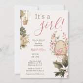 Boho botanical Het is een meisje Baby shower Kaart (Voorkant)