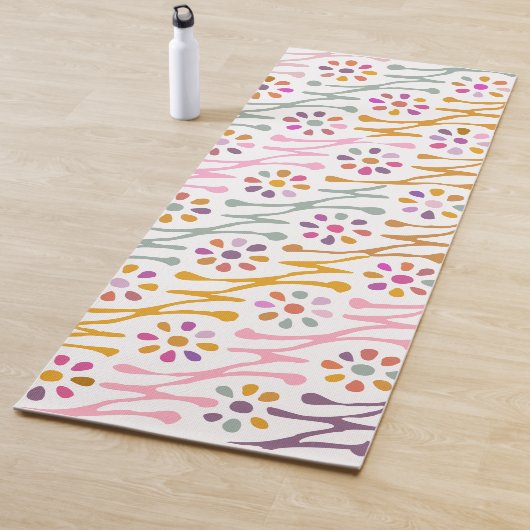 Boho Botanical Illustration Pattern Colorful Yogamat (In situ)